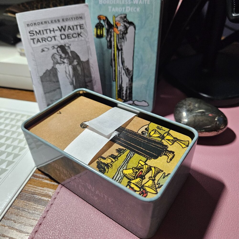 Metal Box Gilded Borderless Edition Rider Tarot Cards Deck With Paper Guidebook
